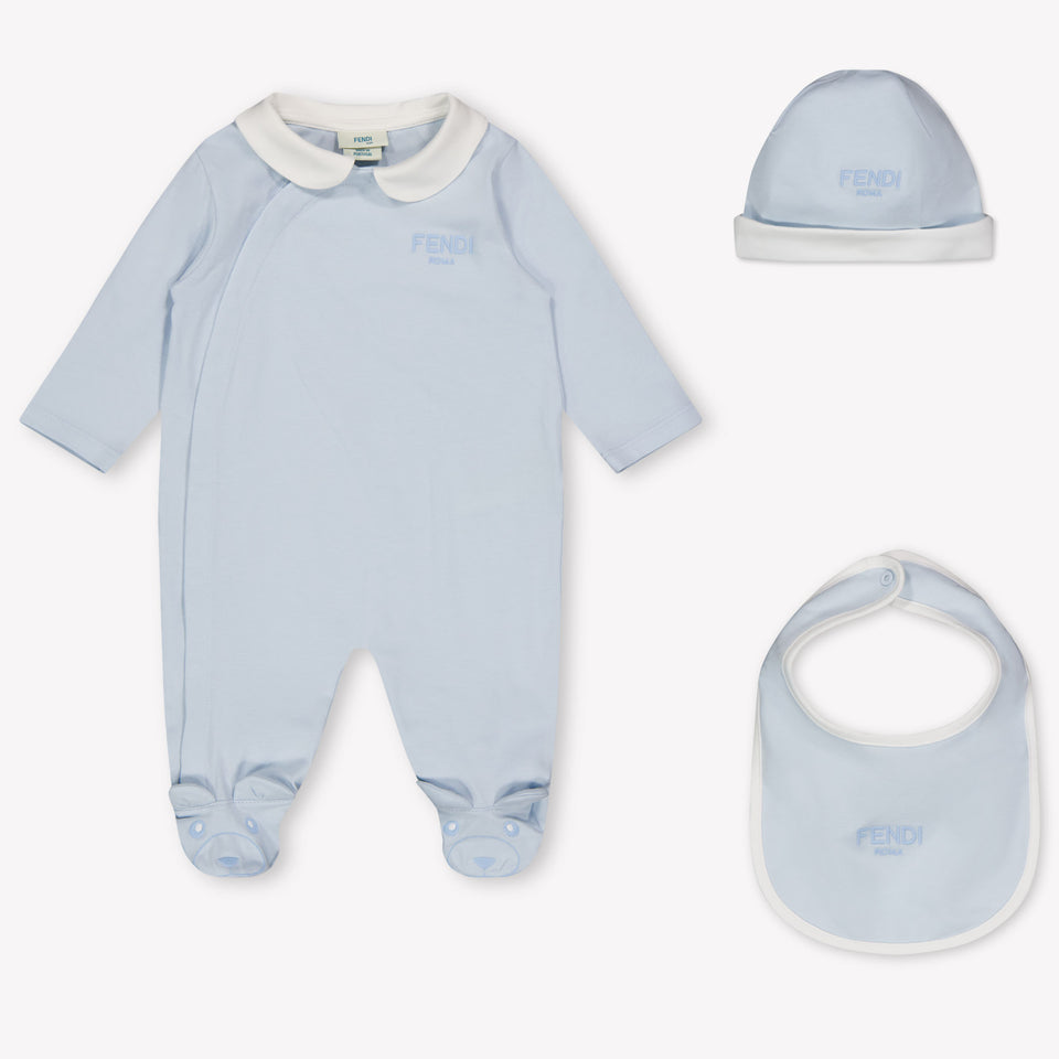 Fendi Baby Unisex Playsuit In Light Blue