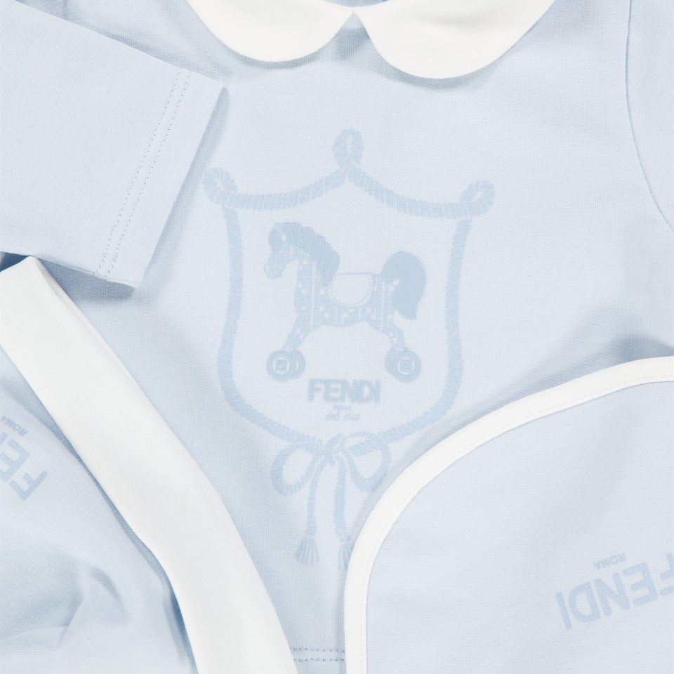 Fendi Baby Unisex Playsuit In Light Blue
