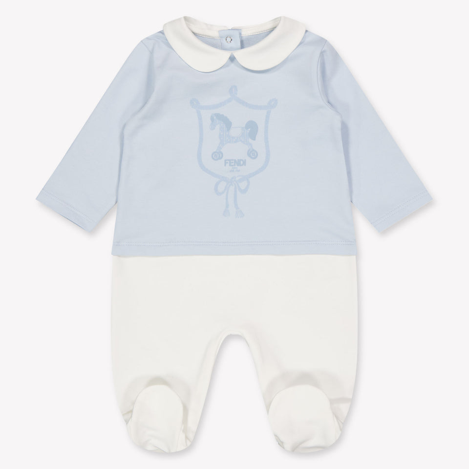 Fendi Baby Unisex Playsuit In Light Blue