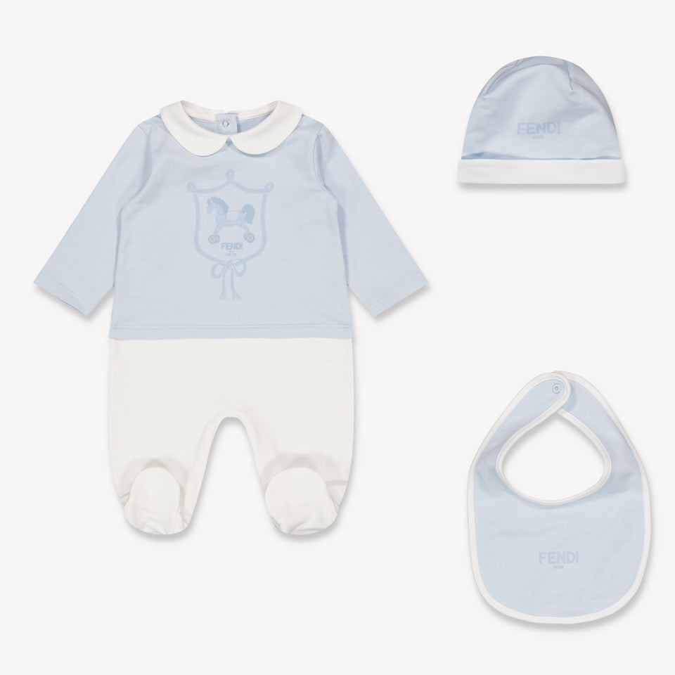 Fendi Baby Unisex Playsuit In Light Blue