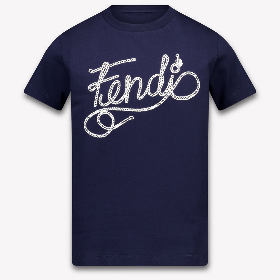 Fendi Kinder Jongens T-Shirt In Navy