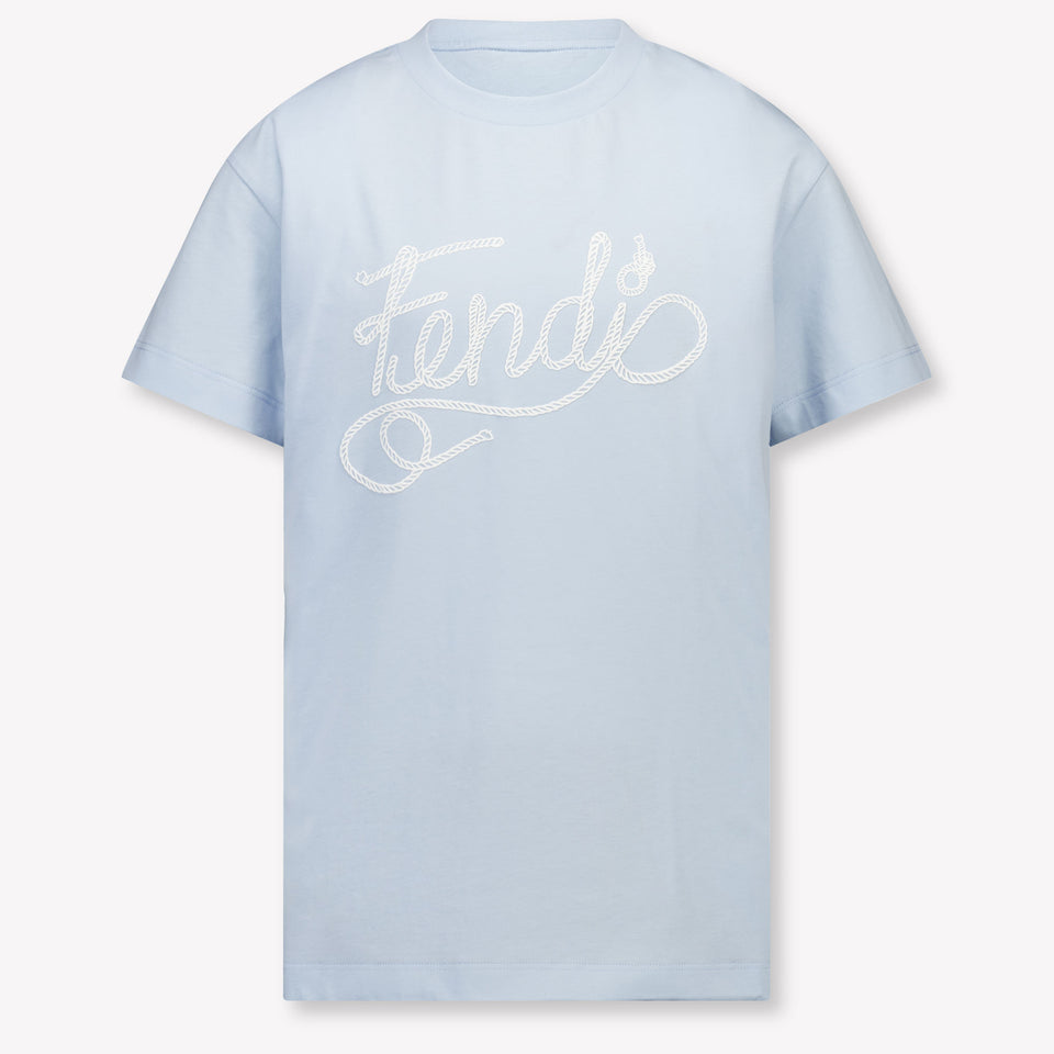 Fendi Kinder Jongens T-Shirt In Licht Blauw