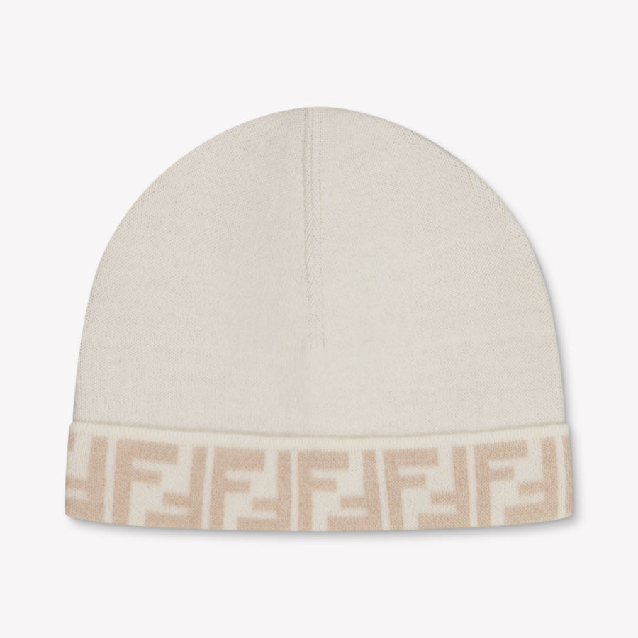 Fendi Girls Beanie in Off-White