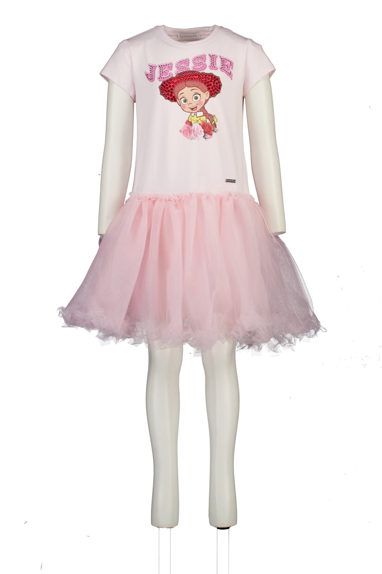 MonnaLisa Kinder Meisjes Jurk In Licht Roze