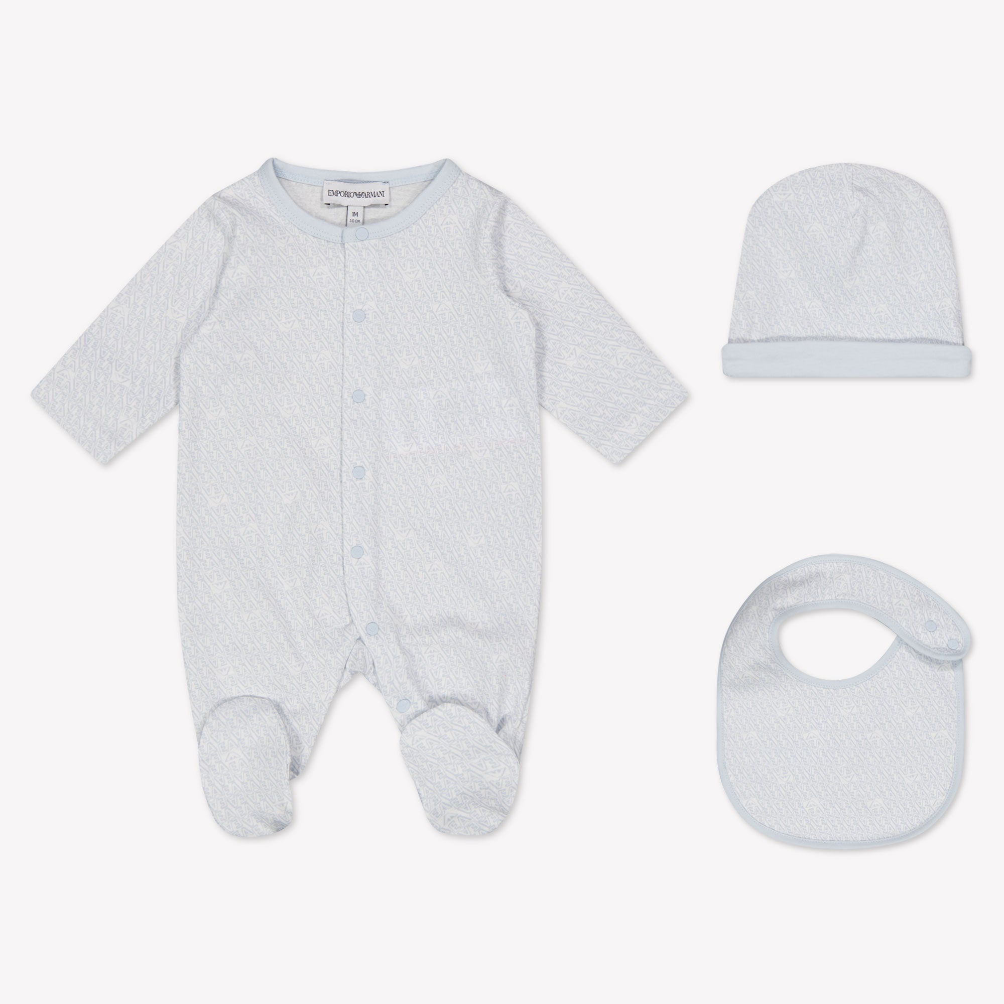 Armani Baby Unisex Playsuit In Light Blue