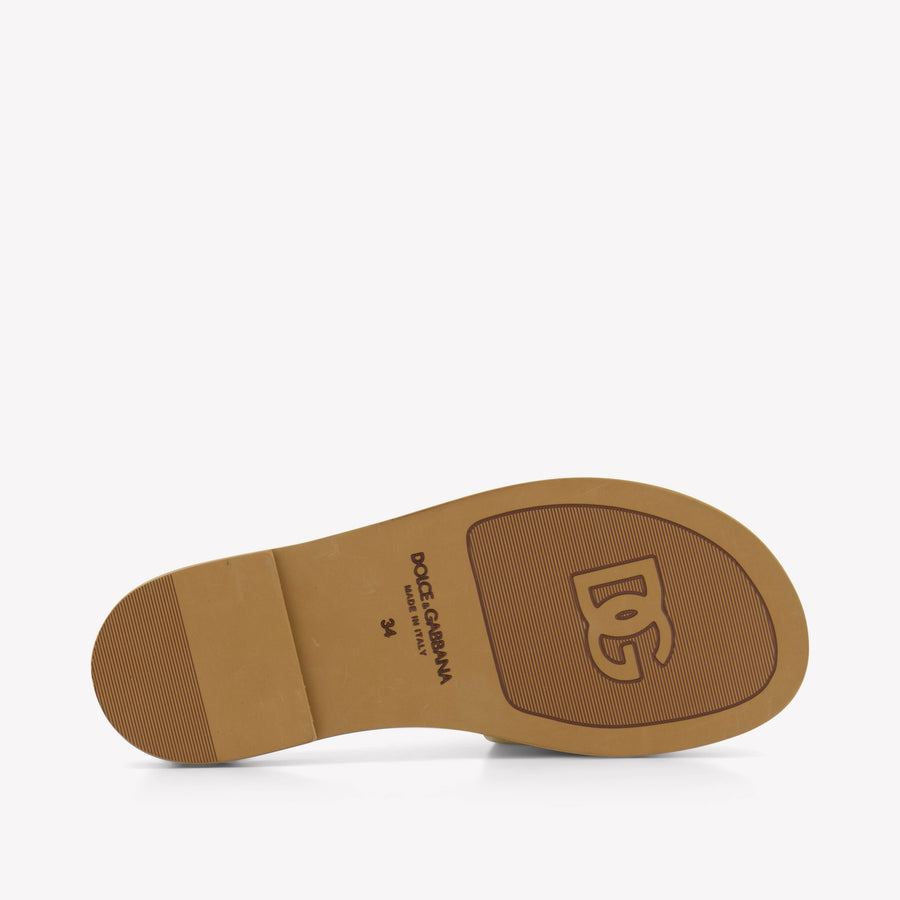 Dolce & Gabbana Girls Flipflops In Gold