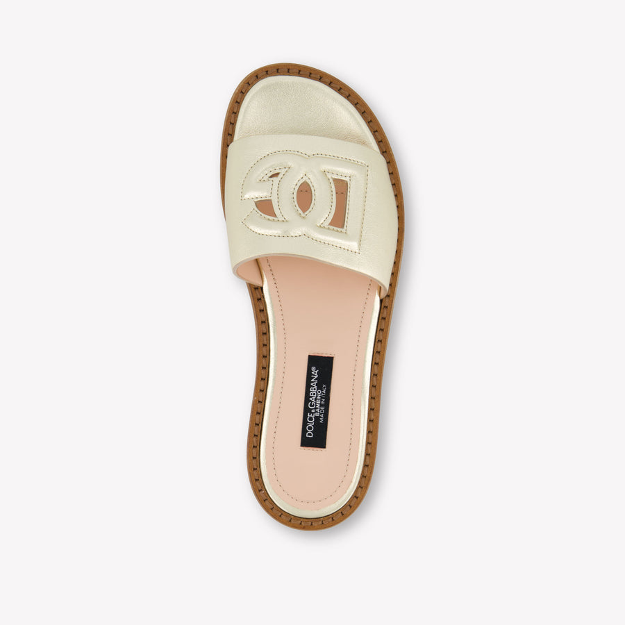Dolce & Gabbana Girls Flipflops In Gold