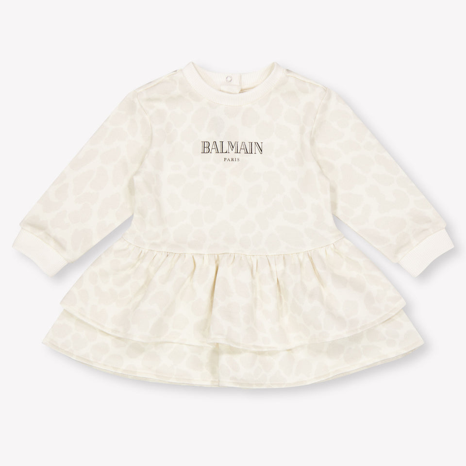 Balmain Baby Meisjes Jurk In Off White