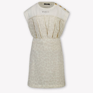 Balmain Kinder Meisjes Jurk In Off White