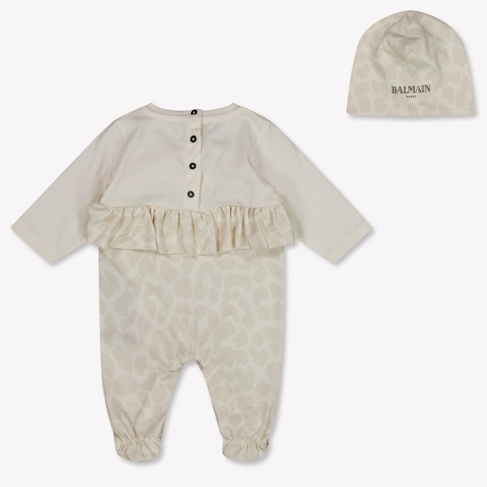 Balmain Baby Meisjes Boxpakje In Off White
