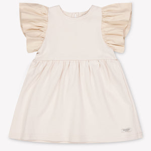 Donsje Amsterdam Beloun Baby Girls Dress In Light Beige