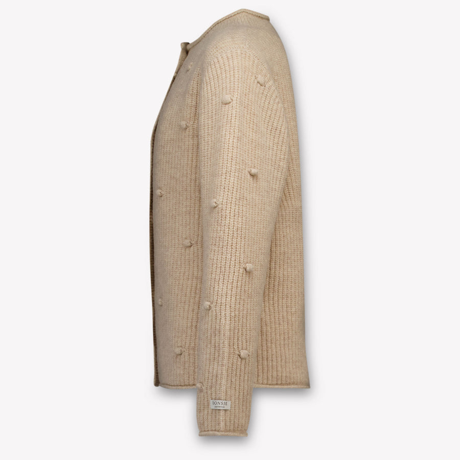 Donsje Amsterdam Marloes Kids Girls Cardigan In Beige