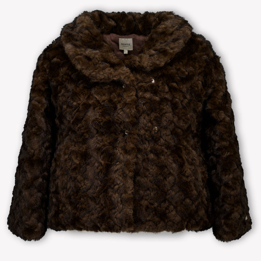 Donsje Amsterdam Girls Faux Fur Jacket in Brown