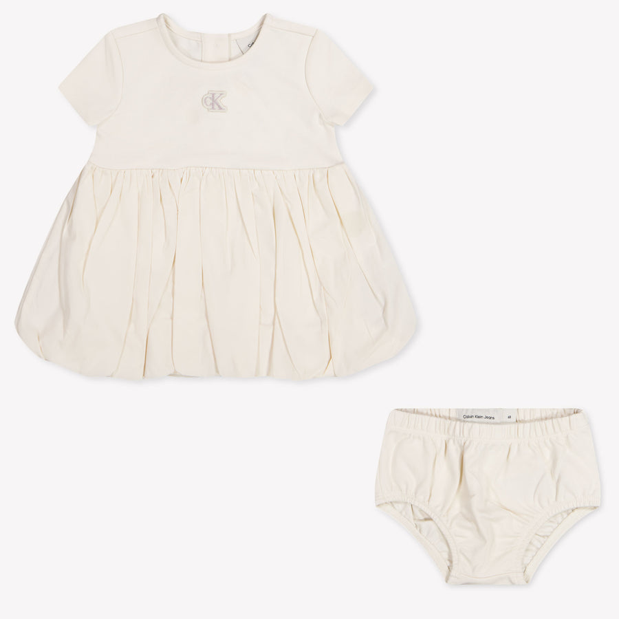 Calvin Klein Baby Meisjes Jurk In Off White
