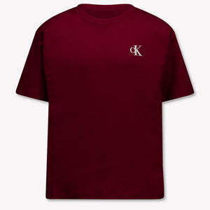 Calvin Klein Kinder Jongens T-Shirt In Bordeaux