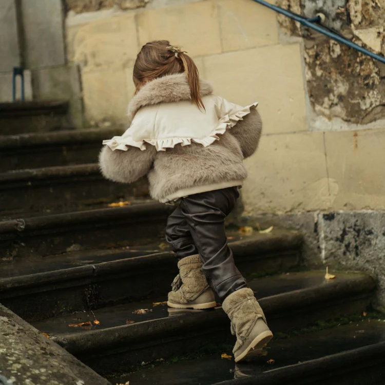 Donsje Amsterdam Kinder Meisjes Faux Fur Jassen In Beige