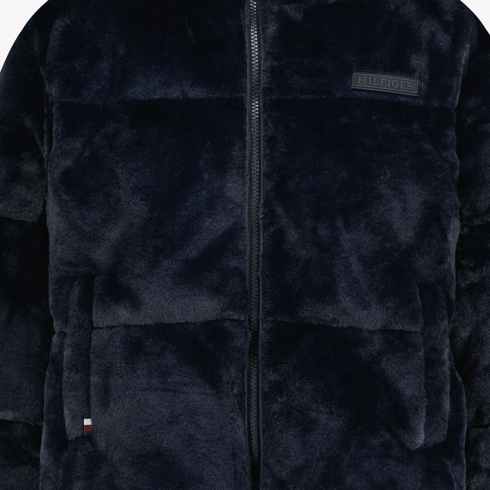 Tommy Hilfiger Girls Faux Fur Jacket Navy