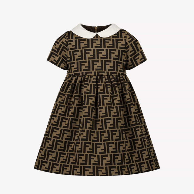 Fendi Baby Meisjes Jurk Bruin 3 mnd