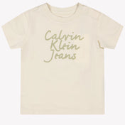 Calvin Klein Baby Unisex T-Shirt In Off White