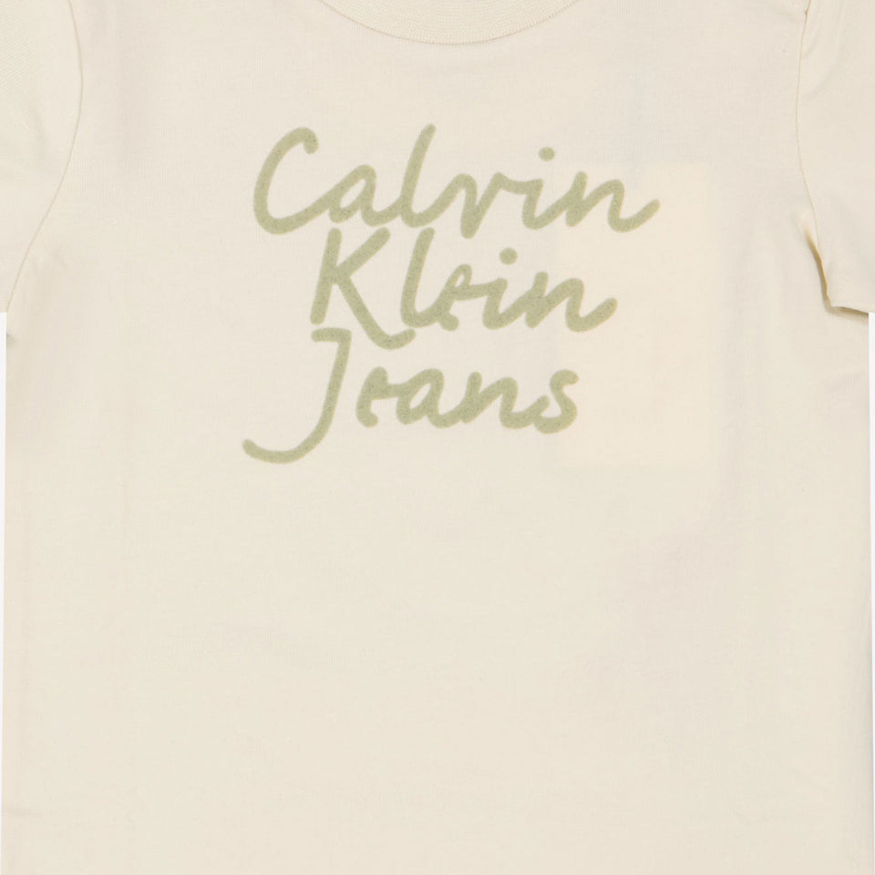 Calvin Klein Baby Unisex T-shirt in OffWhite