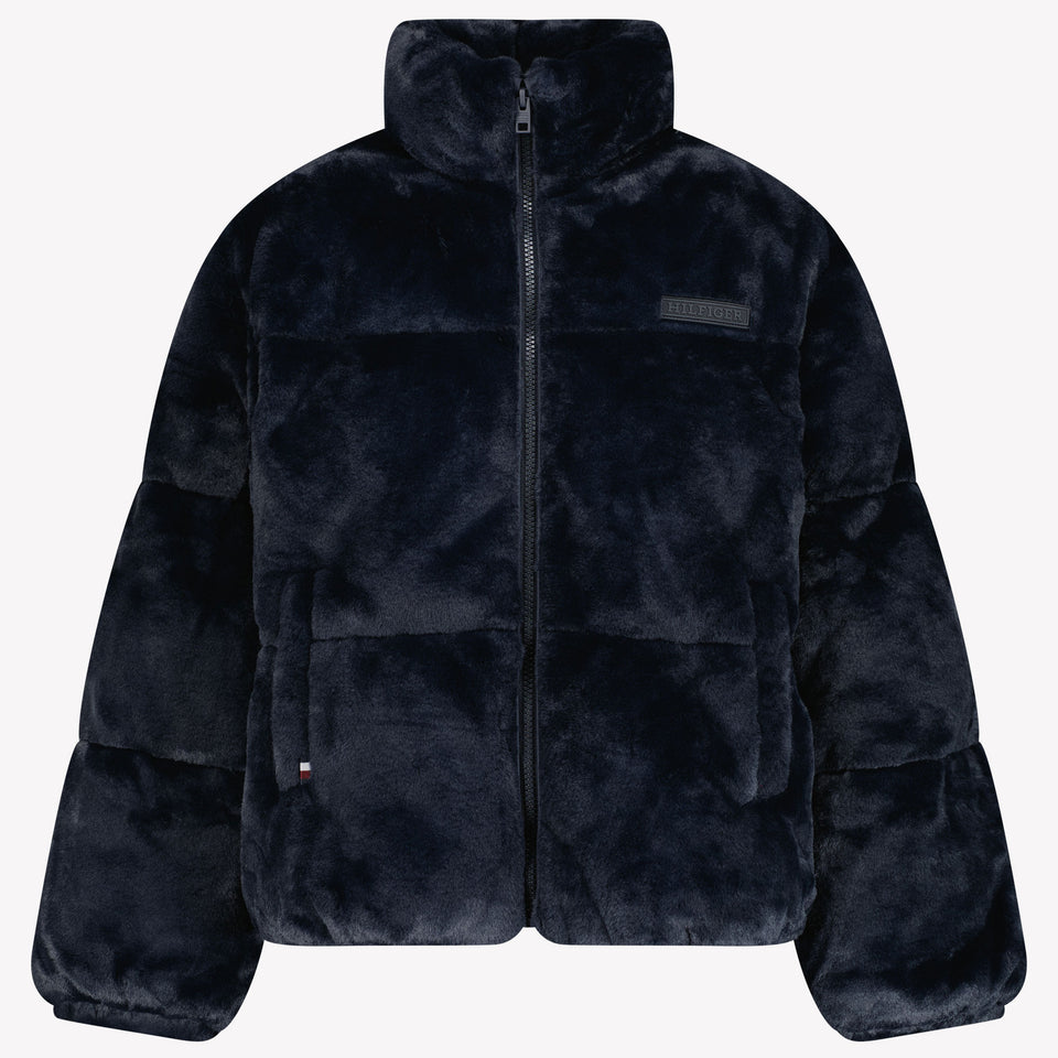 Tommy Hilfiger Girls Faux Fur Jacket Navy